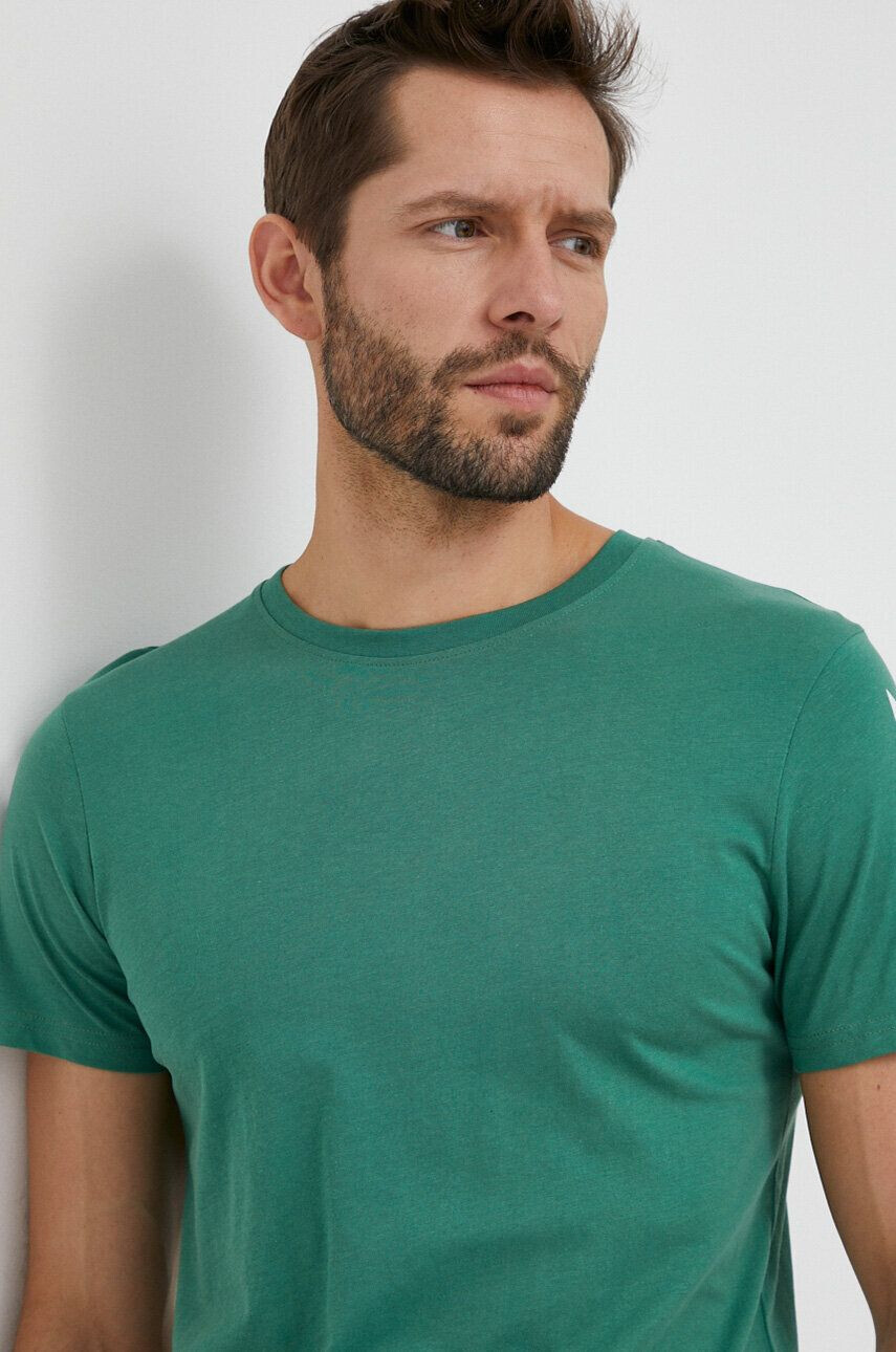 Hummel tricou din bumbac culoarea verde cu imprimeu - Pled.ro