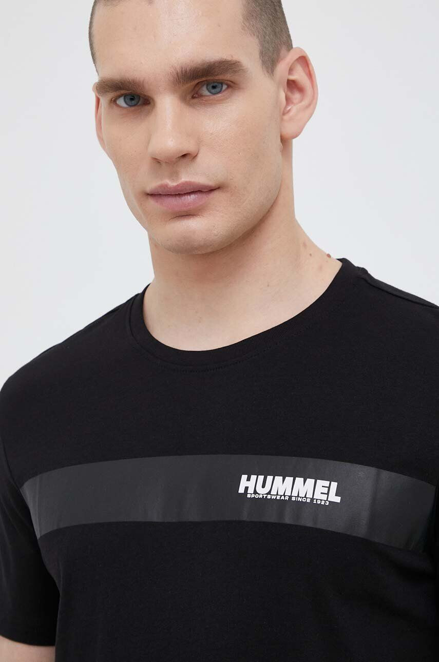 Hummel tricou din bumbac culoarea negru cu imprimeu - Pled.ro