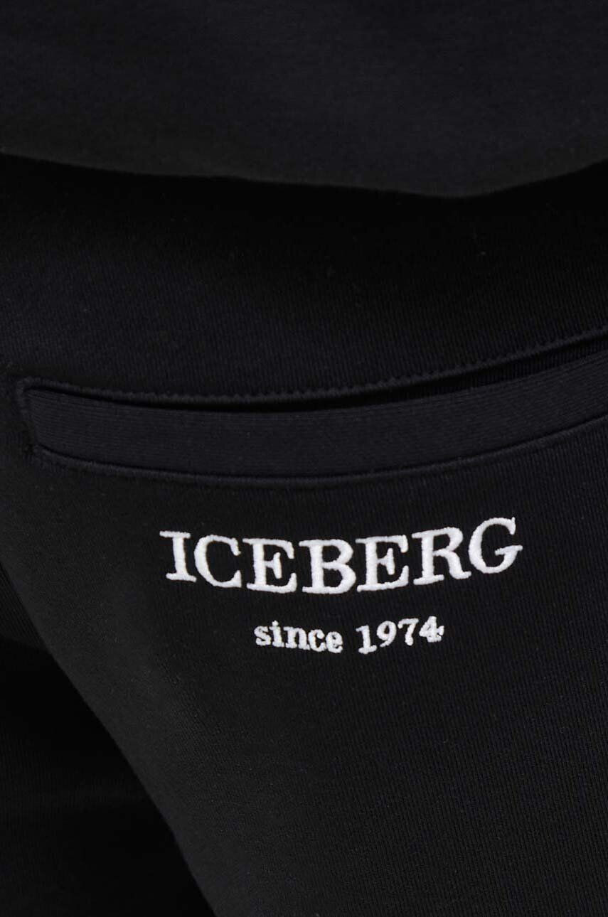 Iceberg pantaloni de trening din bumbac culoarea negru cu imprimeu - Pled.ro