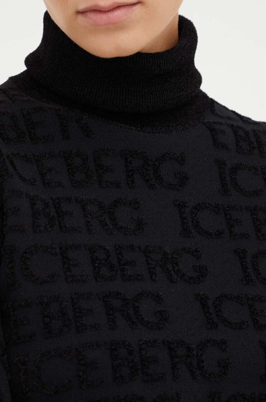 Iceberg pulover femei culoarea negru light cu guler - Pled.ro