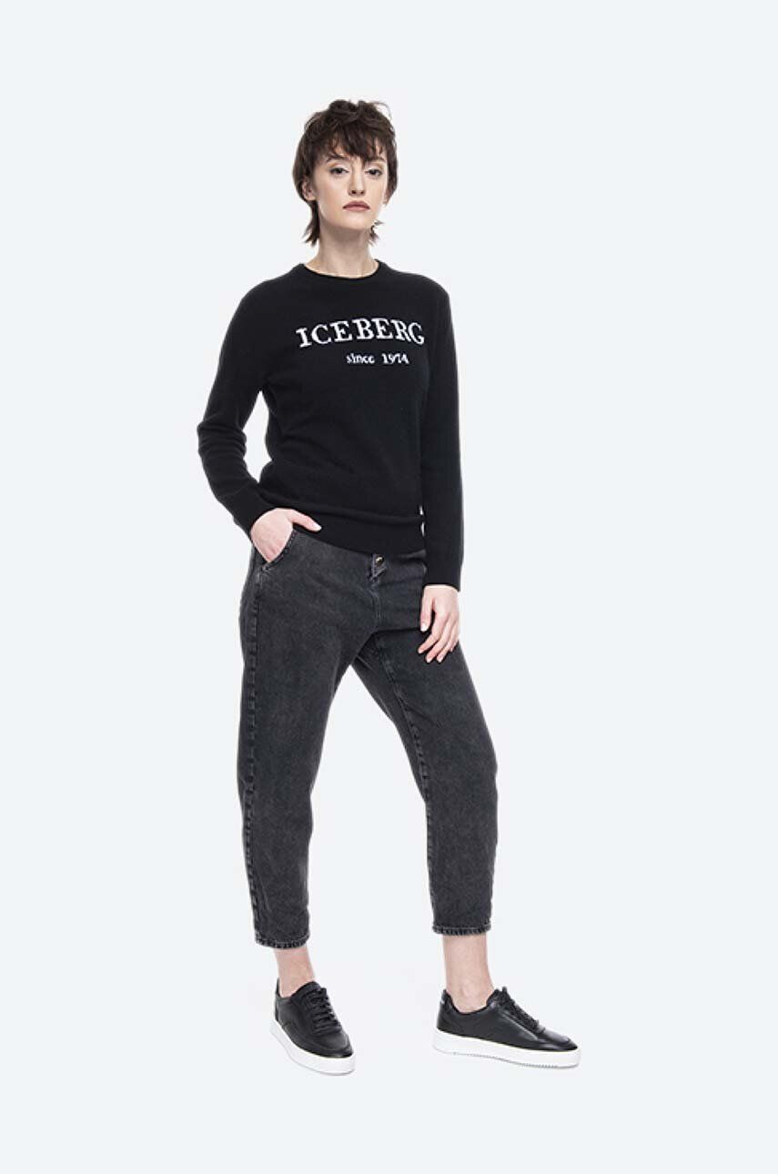 Iceberg pulover de casmir culoarea negru light - Pled.ro