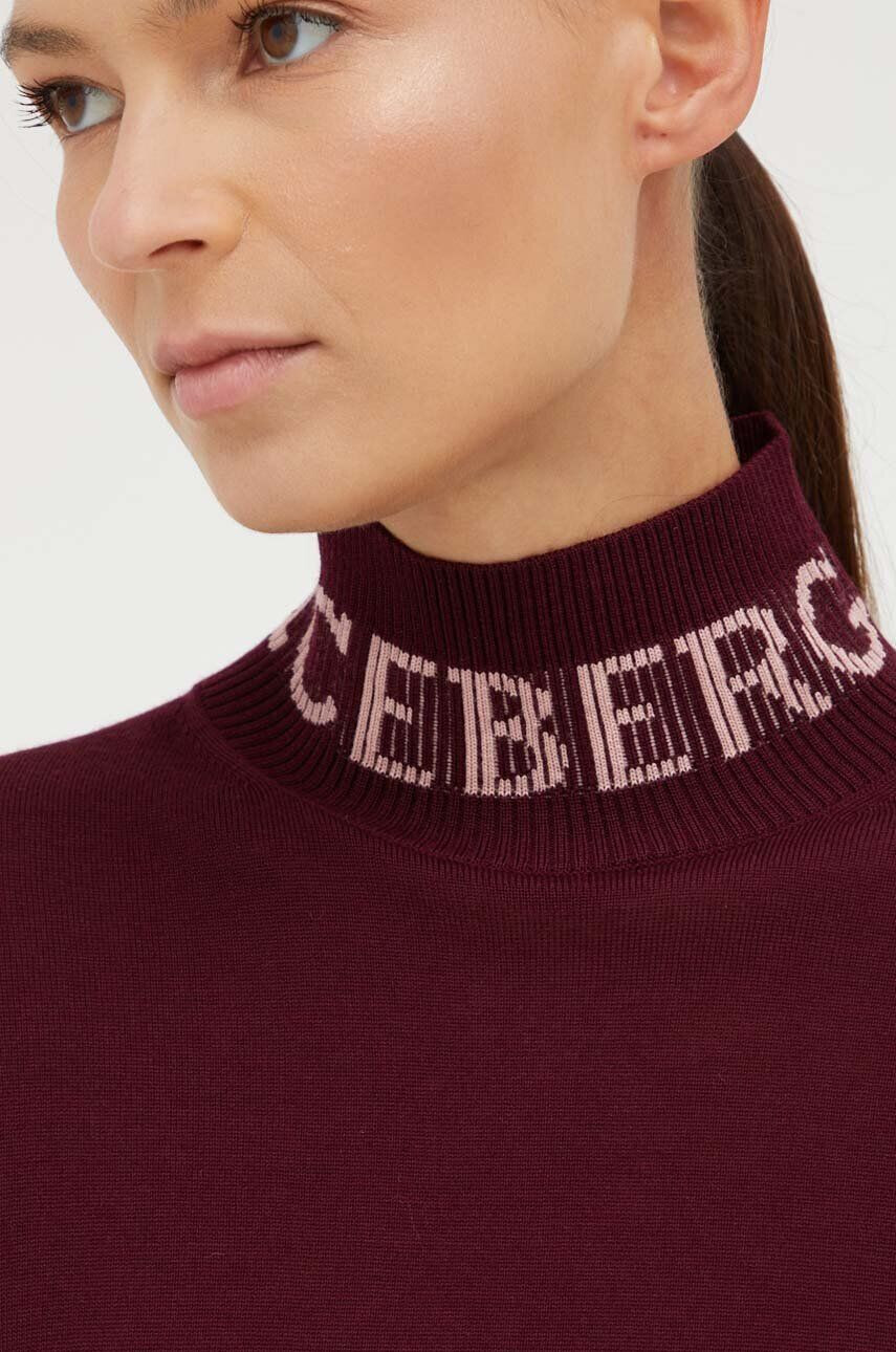 Iceberg pulover de lana femei culoarea bordo light cu guler - Pled.ro