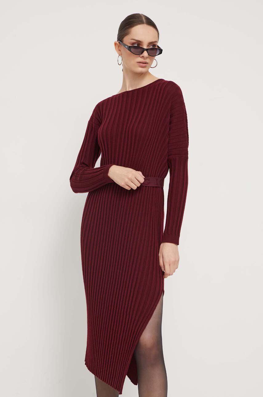 Iceberg rochie din amestec de lana culoarea bordo midi drept - Pled.ro