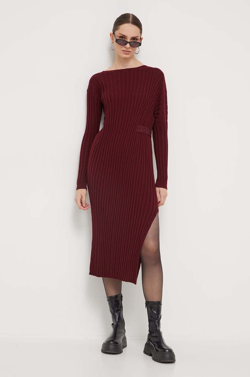 Iceberg rochie din amestec de lana culoarea bordo midi drept - Pled.ro