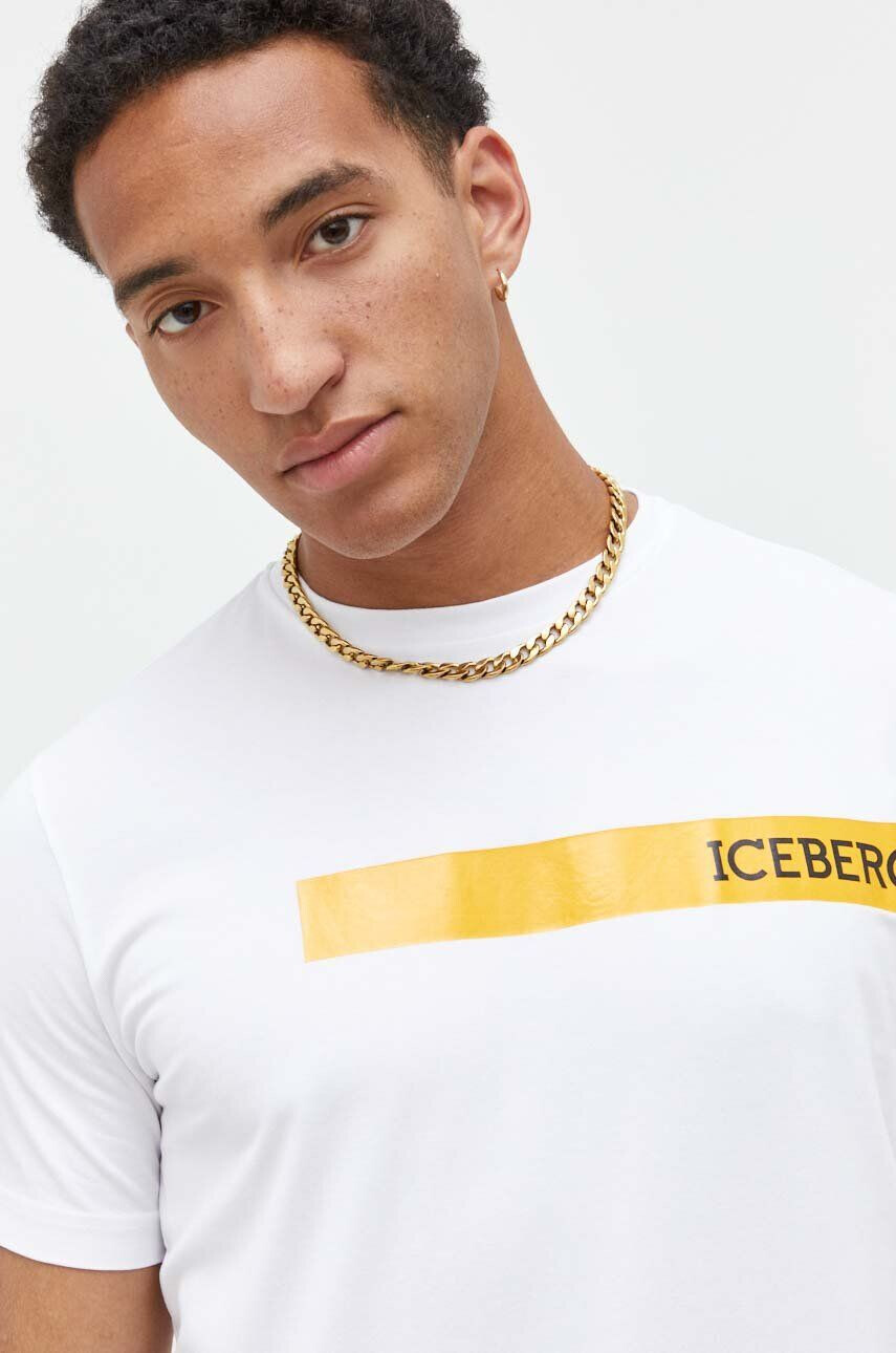 Iceberg tricou barbati culoarea alb cu imprimeu - Pled.ro