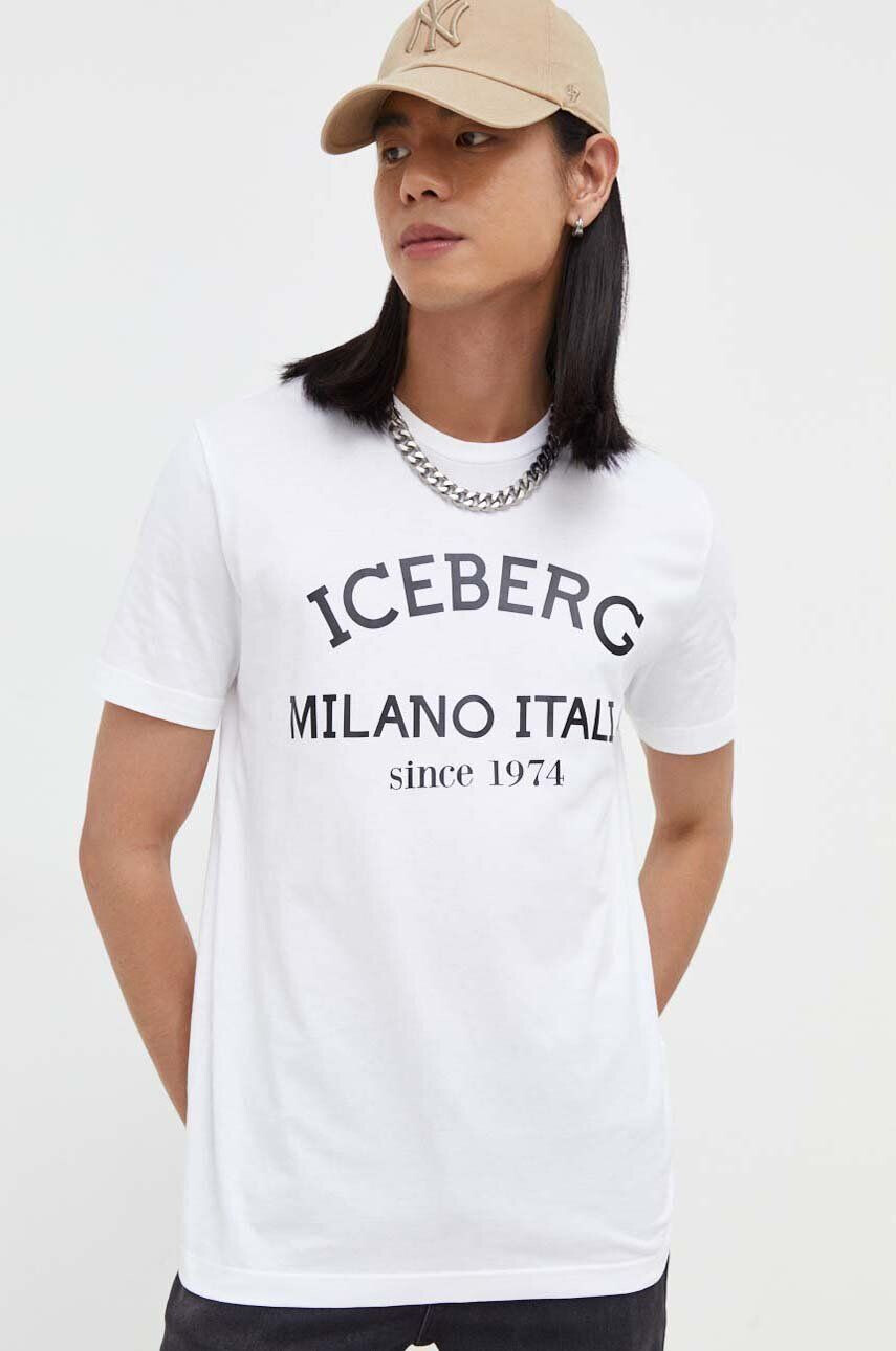 Iceberg tricou din bumbac culoarea alb - Pled.ro