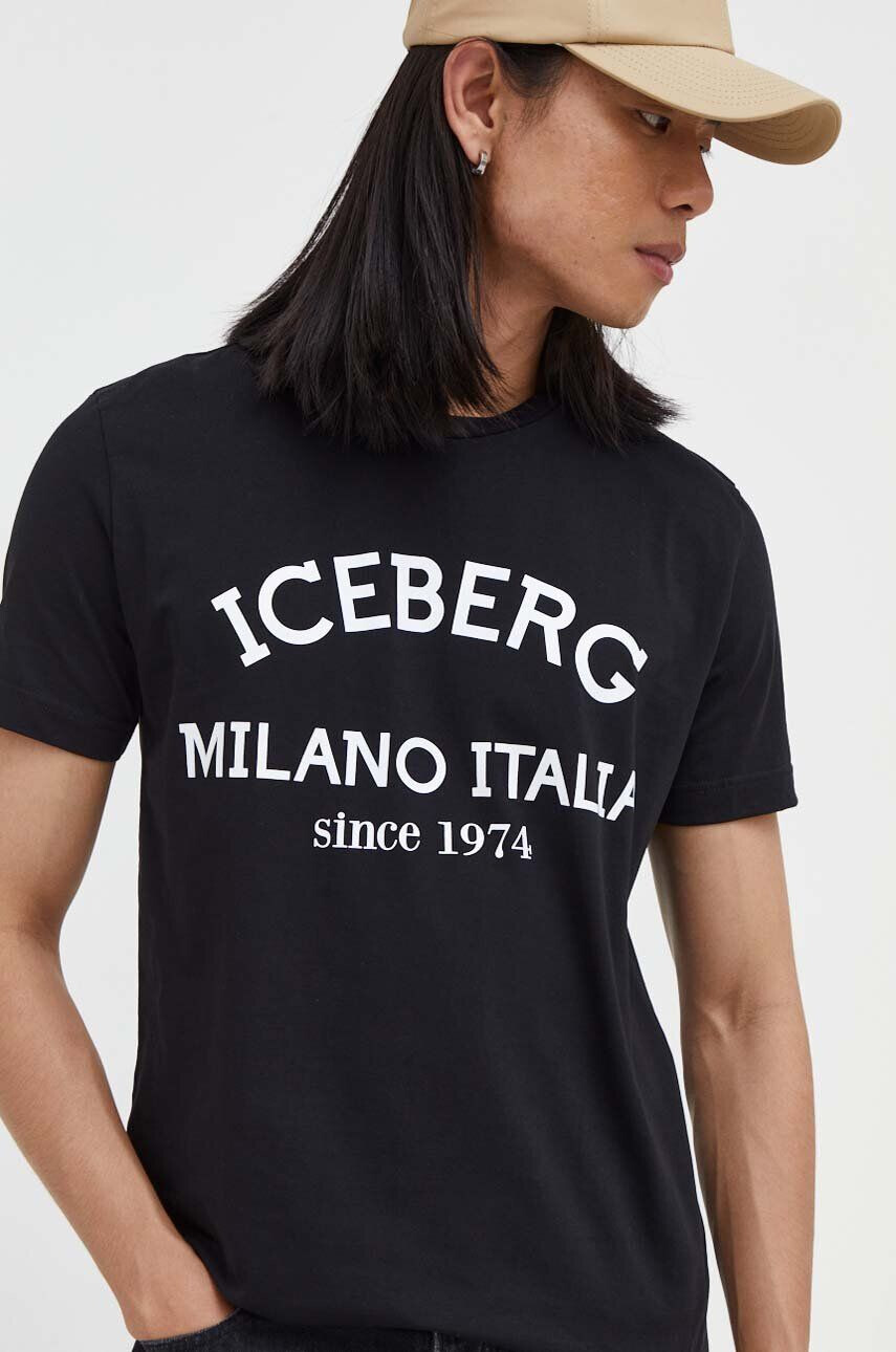 Iceberg tricou din bumbac culoarea negru - Pled.ro