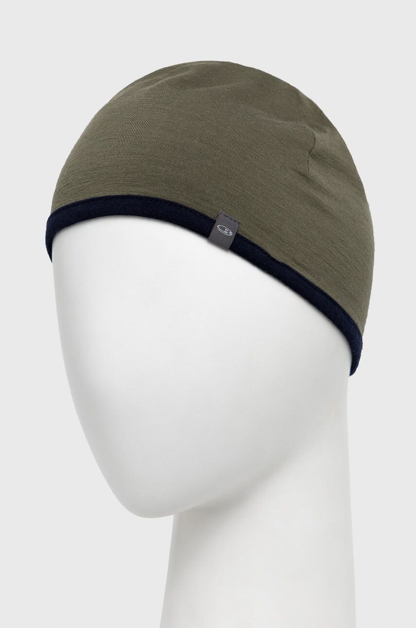 Icebreaker beanie cu două fețe Pocket culoarea verde de lana din tesatura neteda - Pled.ro