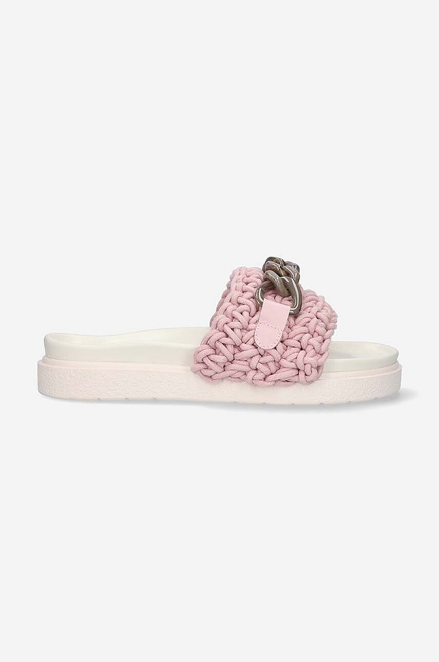 Inuikii papuci Woven Chain Slipper femei culoarea roz cu platforma - Pled.ro