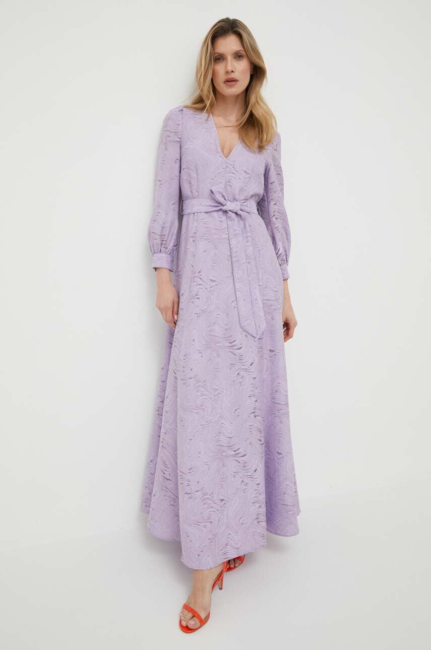 Ivy Oak rochie culoarea violet maxi evazati - Pled.ro