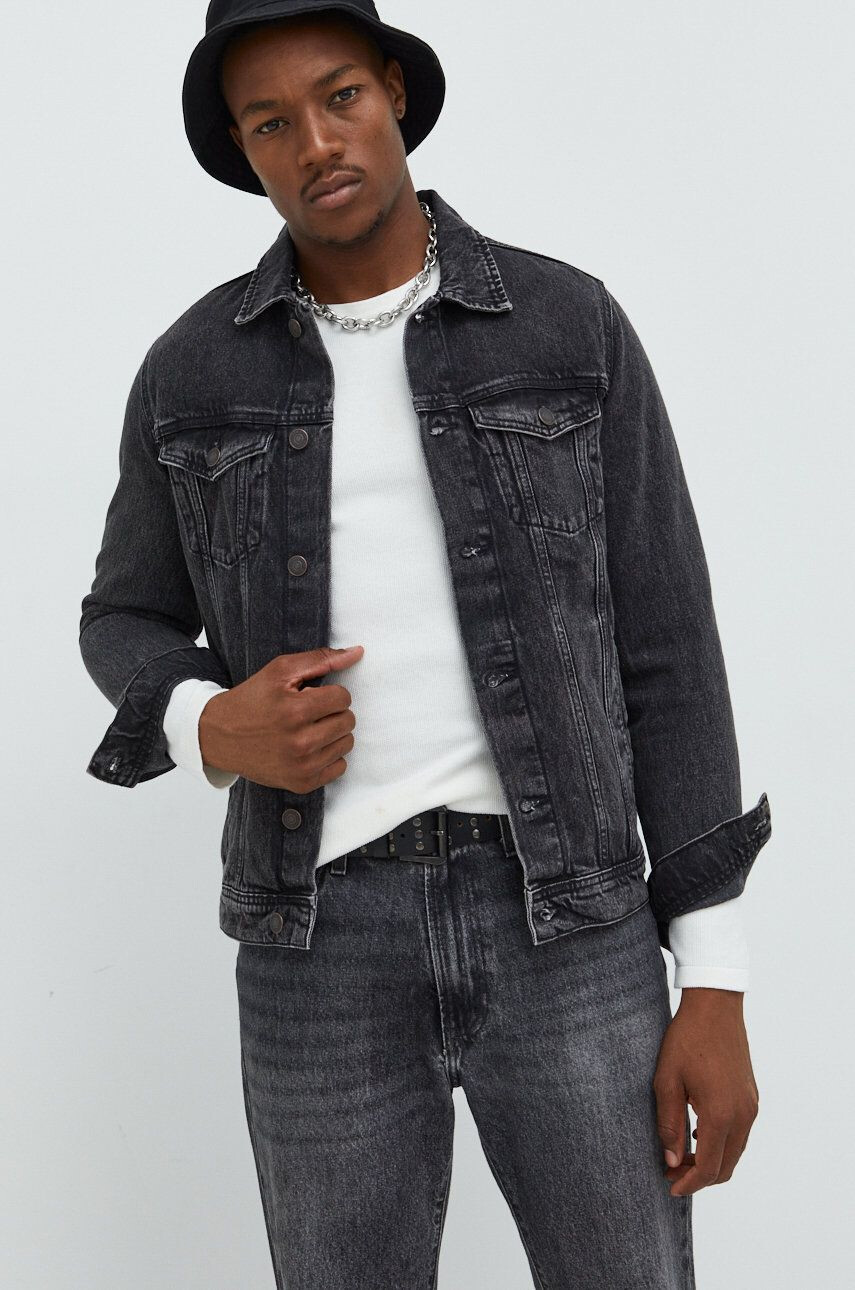 Jack & Jones geaca jeans barbati culoarea gri de tranzitie - Pled.ro