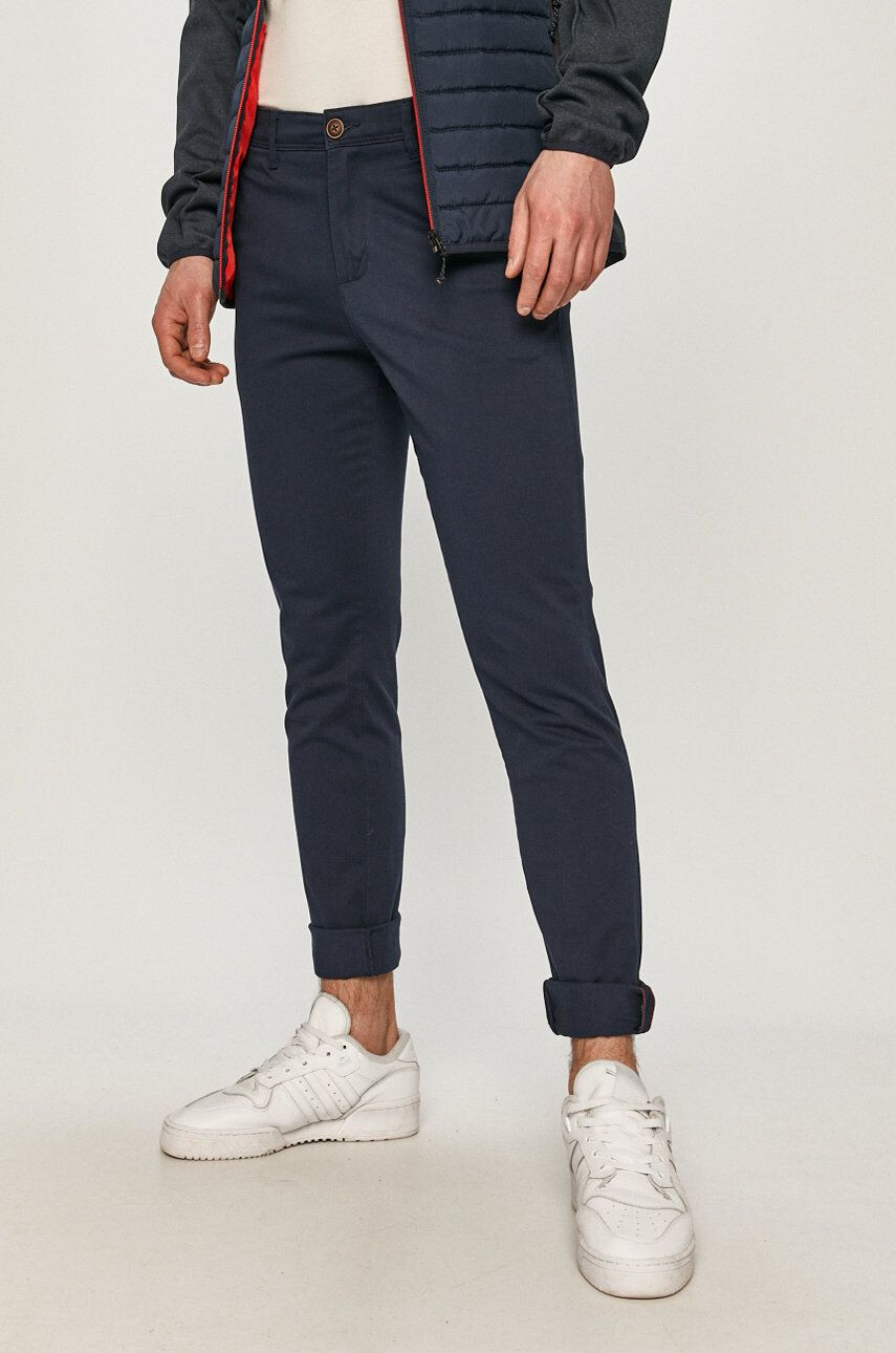 Jack & Jones Pantaloni bărbați culoarea albastru marin cu fason chinos - Pled.ro