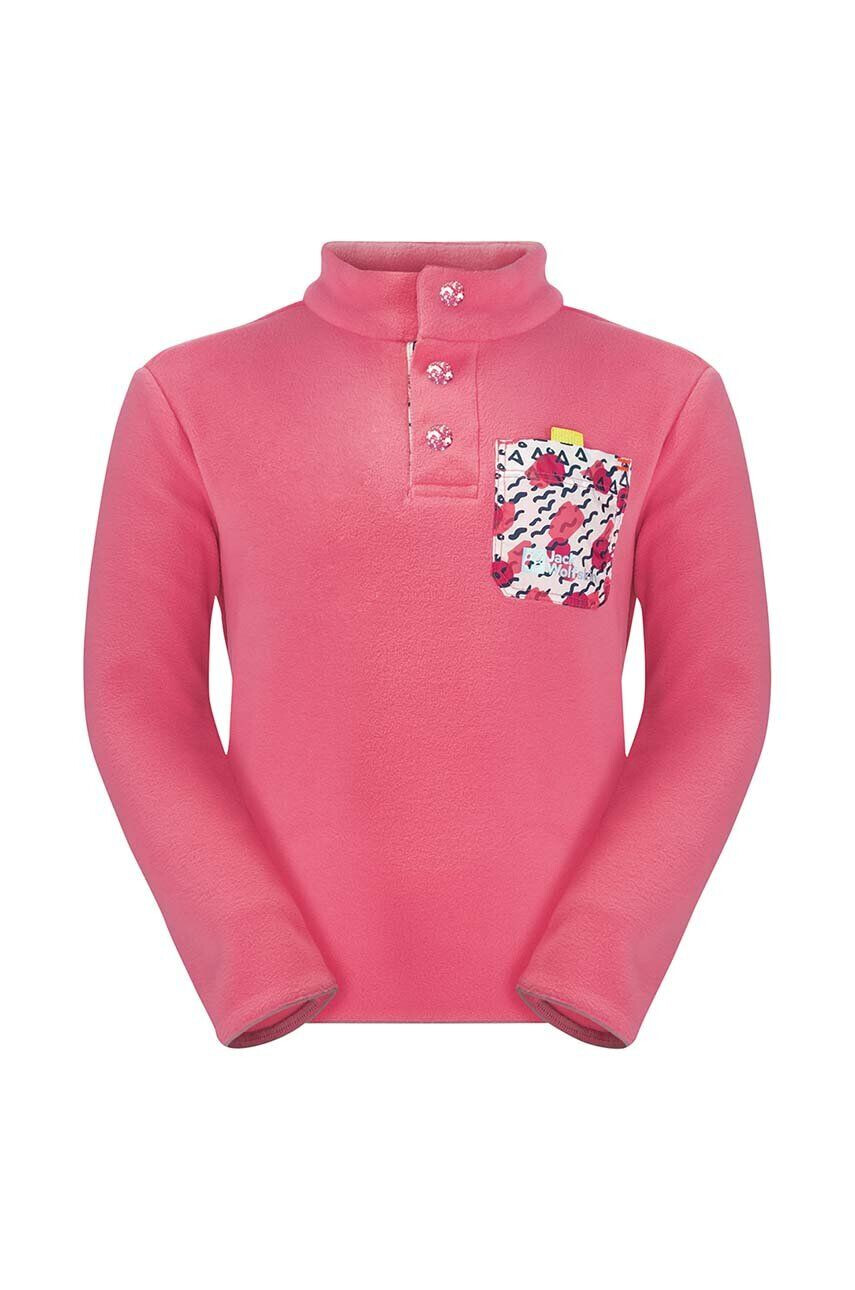 Jack Wolfskin bluza copii VILLI BUTTON FLEECE K culoarea roz cu imprimeu - Pled.ro