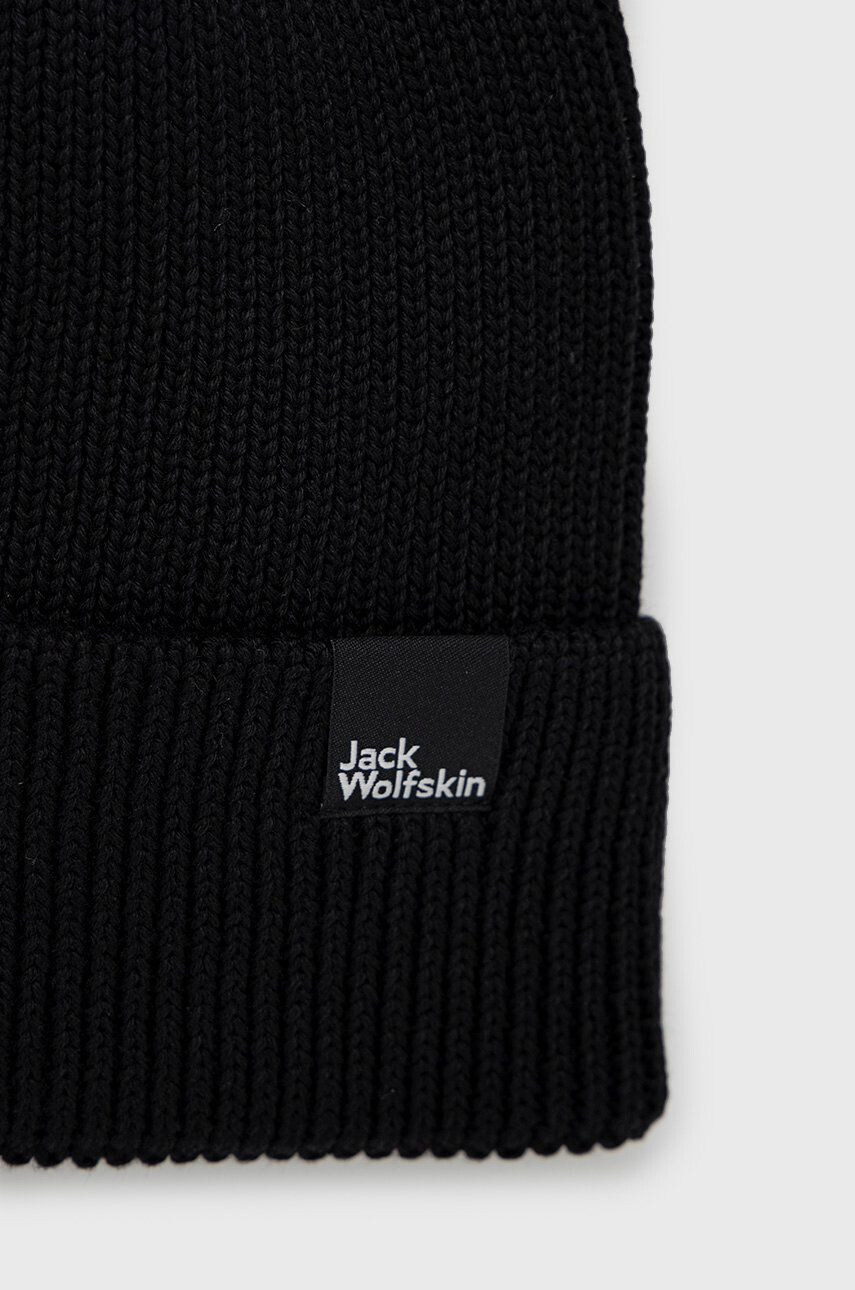 Jack Wolfskin caciula din bumbac culoarea negru bumbac din tesatura neteda - Pled.ro