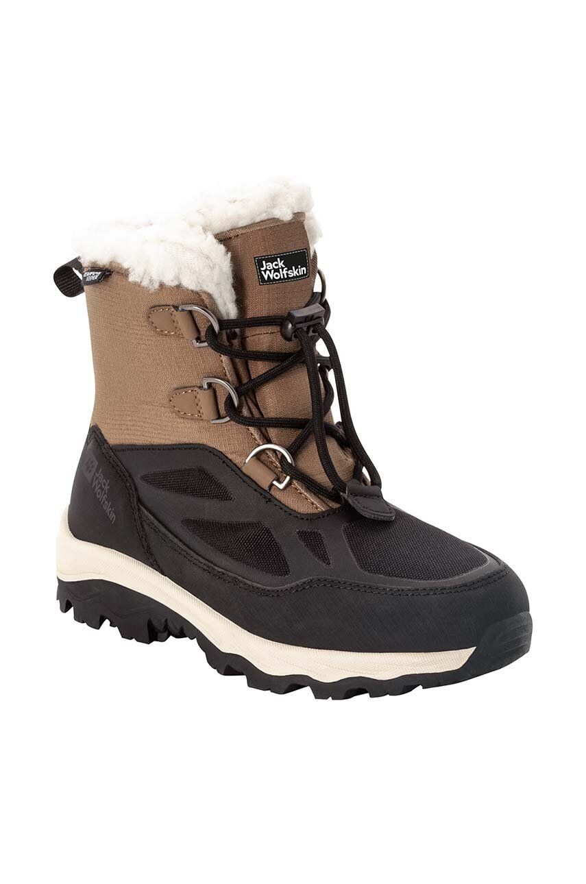 Jack Wolfskin cizme de iarna pentru copii VOJO SHELL XT TEXAPORE MID culoarea maro - Pled.ro