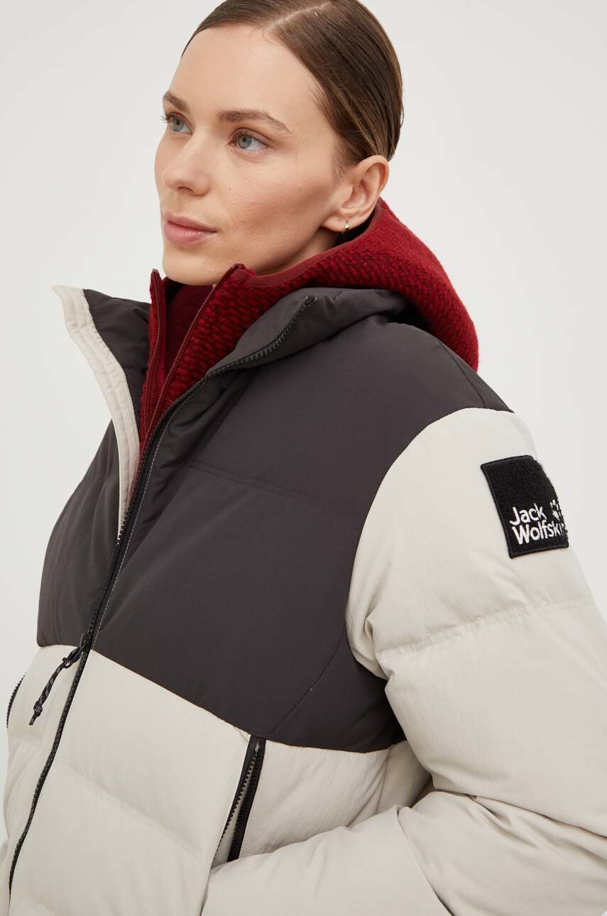 Jack Wolfskin geaca de puf femei culoarea bej de iarna - Pled.ro