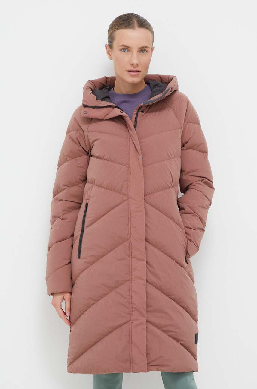 Jack Wolfskin geaca de puf femei culoarea maro de iarna - Pled.ro