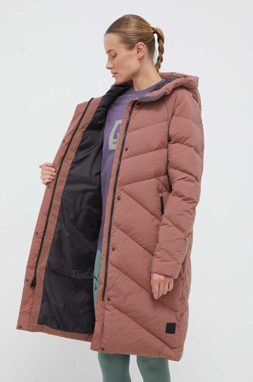 Jack Wolfskin geaca de puf femei culoarea maro de iarna - Pled.ro