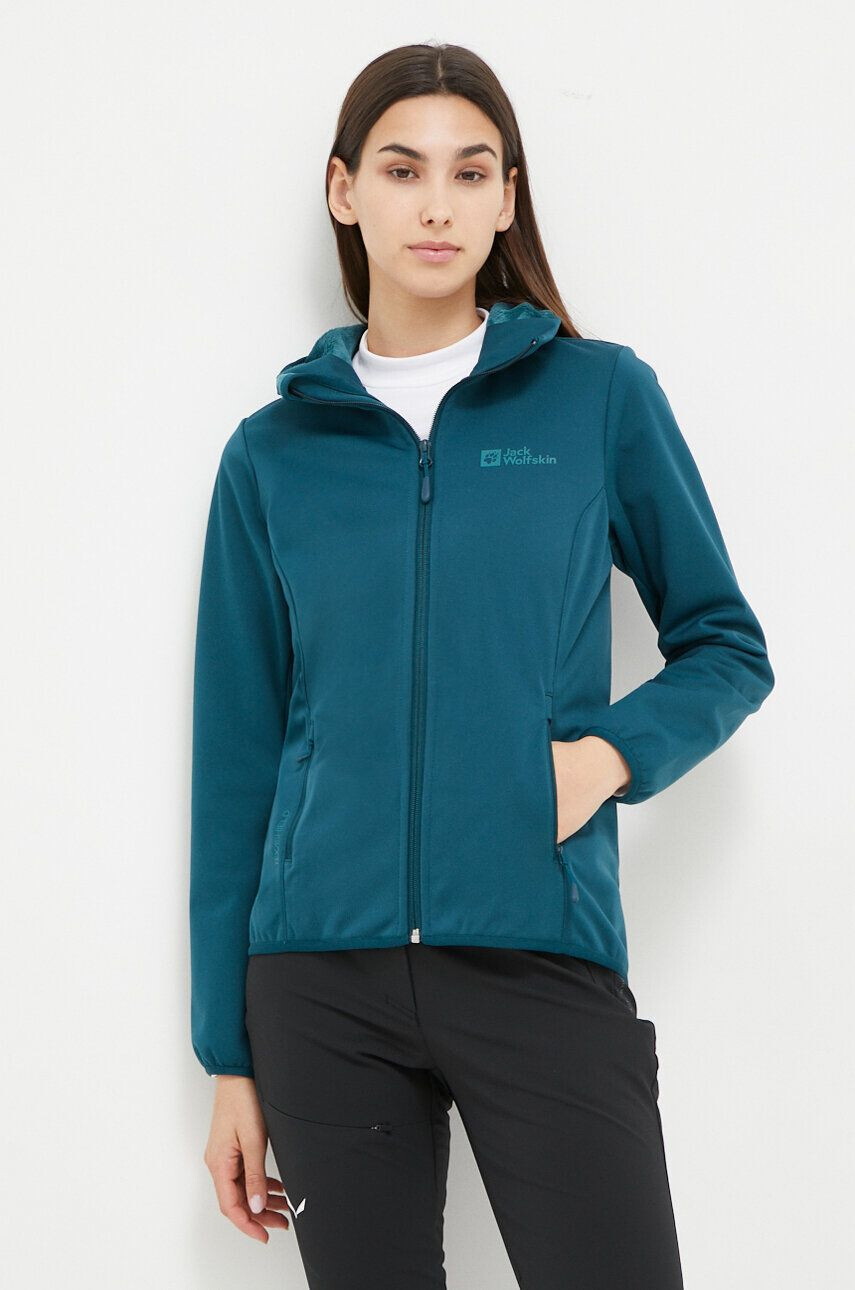 Jack Wolfskin jacheta de exterior Windhain Hoody culoarea turcoaz - Pled.ro