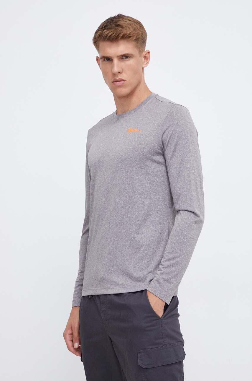 Jack Wolfskin longsleeve sport Sky Thermal culoarea gri melanj - Pled.ro