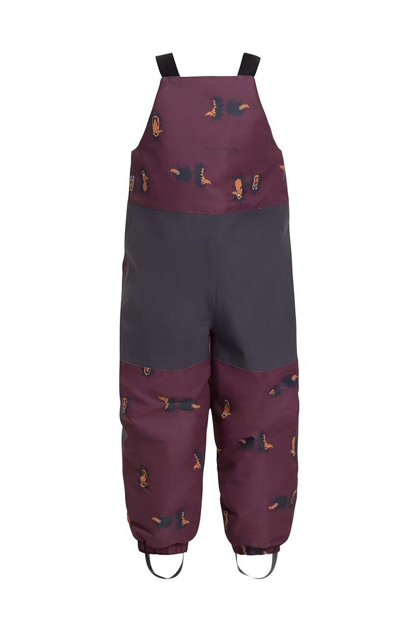 Jack Wolfskin pantaloni pentru sporturi de iarna pentru copii GLEEL 2L INS PRINT BIB culoarea bordo - Pled.ro