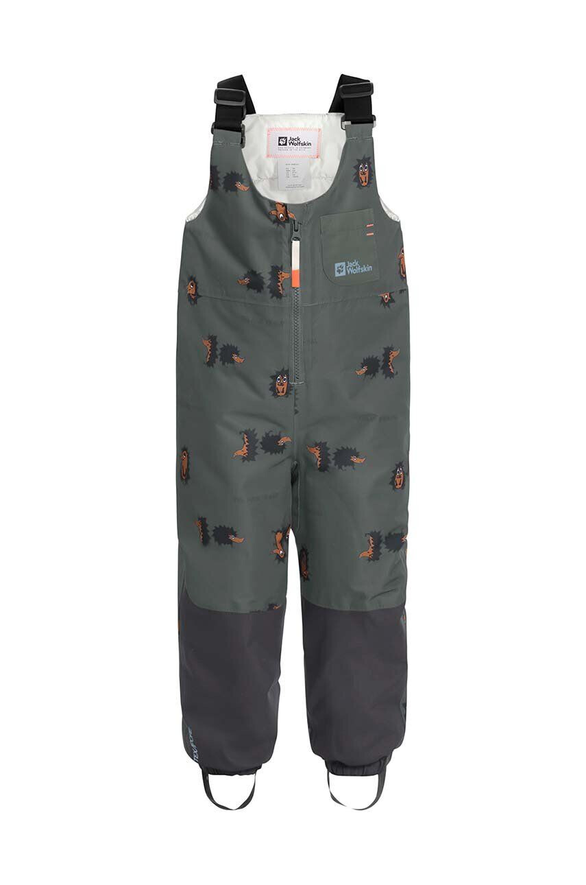 Jack Wolfskin pantaloni pentru sporturi de iarna pentru copii GLEEL 2L INS PRINT BIB culoarea gri - Pled.ro