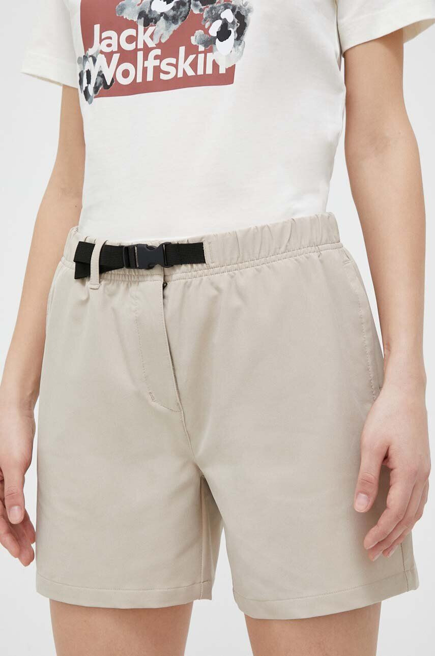 Jack Wolfskin pantaloni scurti 10 femei culoarea bej neted medium waist - Pled.ro