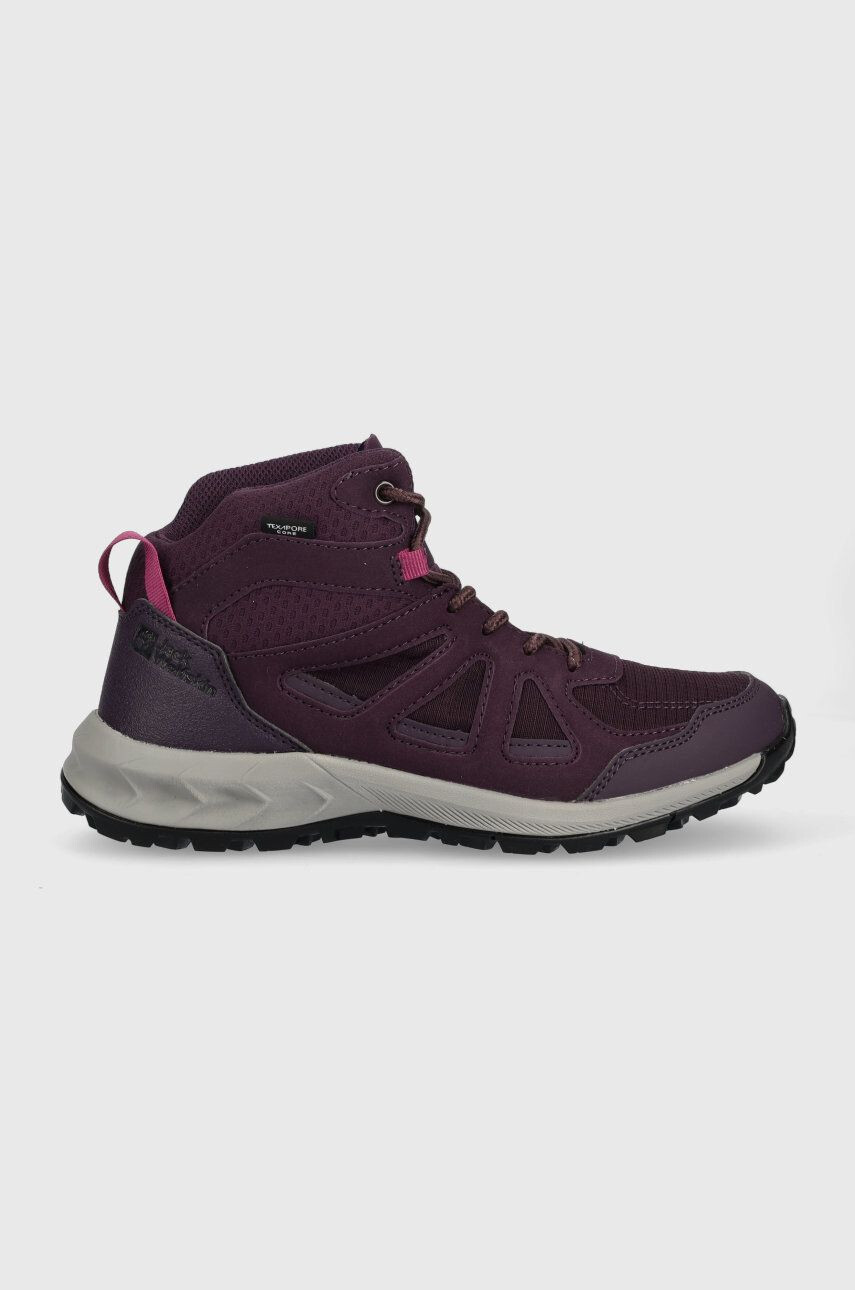 Jack Wolfskin pantofi Woodland 2 Texapore Mid femei culoarea violet - Pled.ro