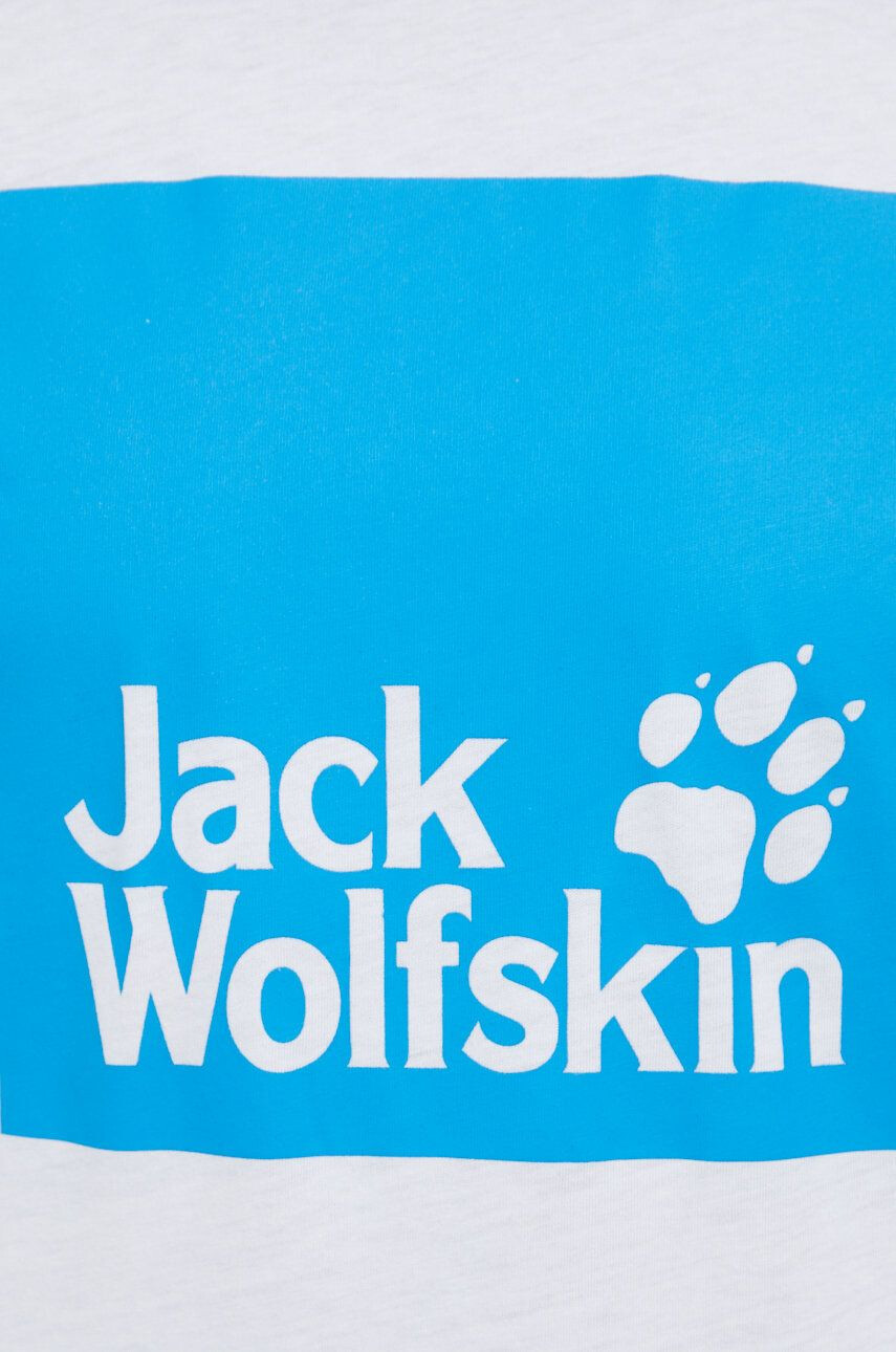 Jack Wolfskin tricou barbati culoarea alb cu imprimeu - Pled.ro