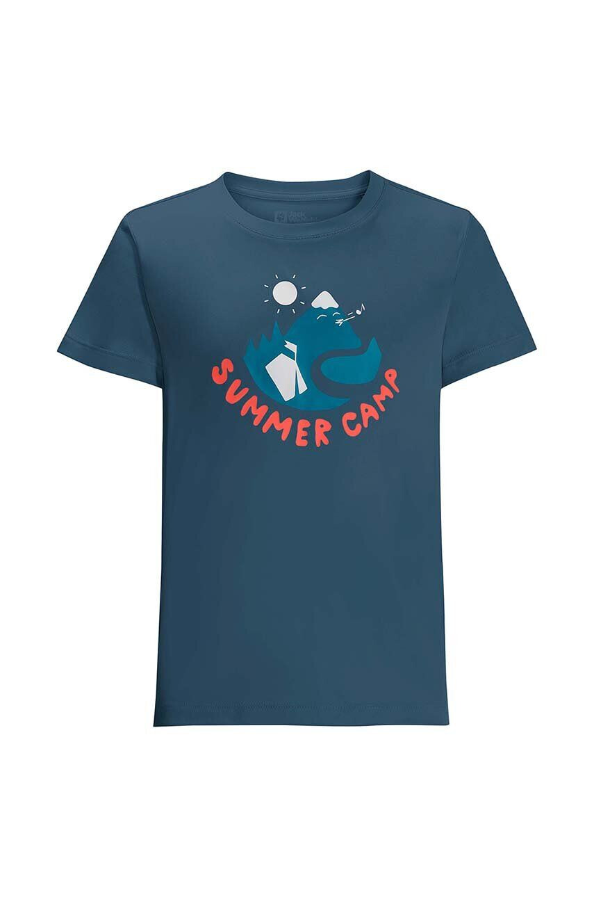 Jack Wolfskin tricou copii SUMMER CAMP T K culoarea albastru marin cu imprimeu - Pled.ro