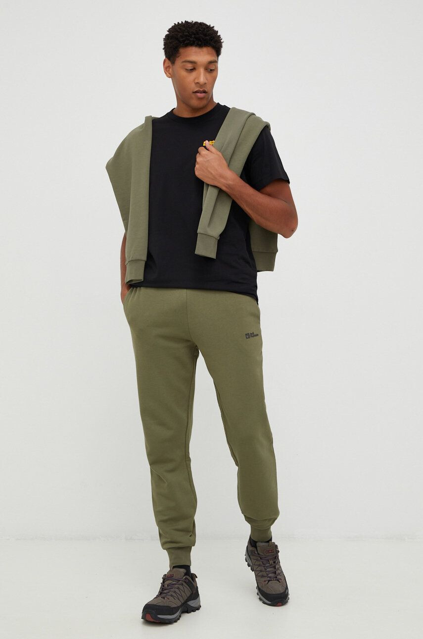 Jack Wolfskin tricou din bumbac culoarea verde cu imprimeu - Pled.ro