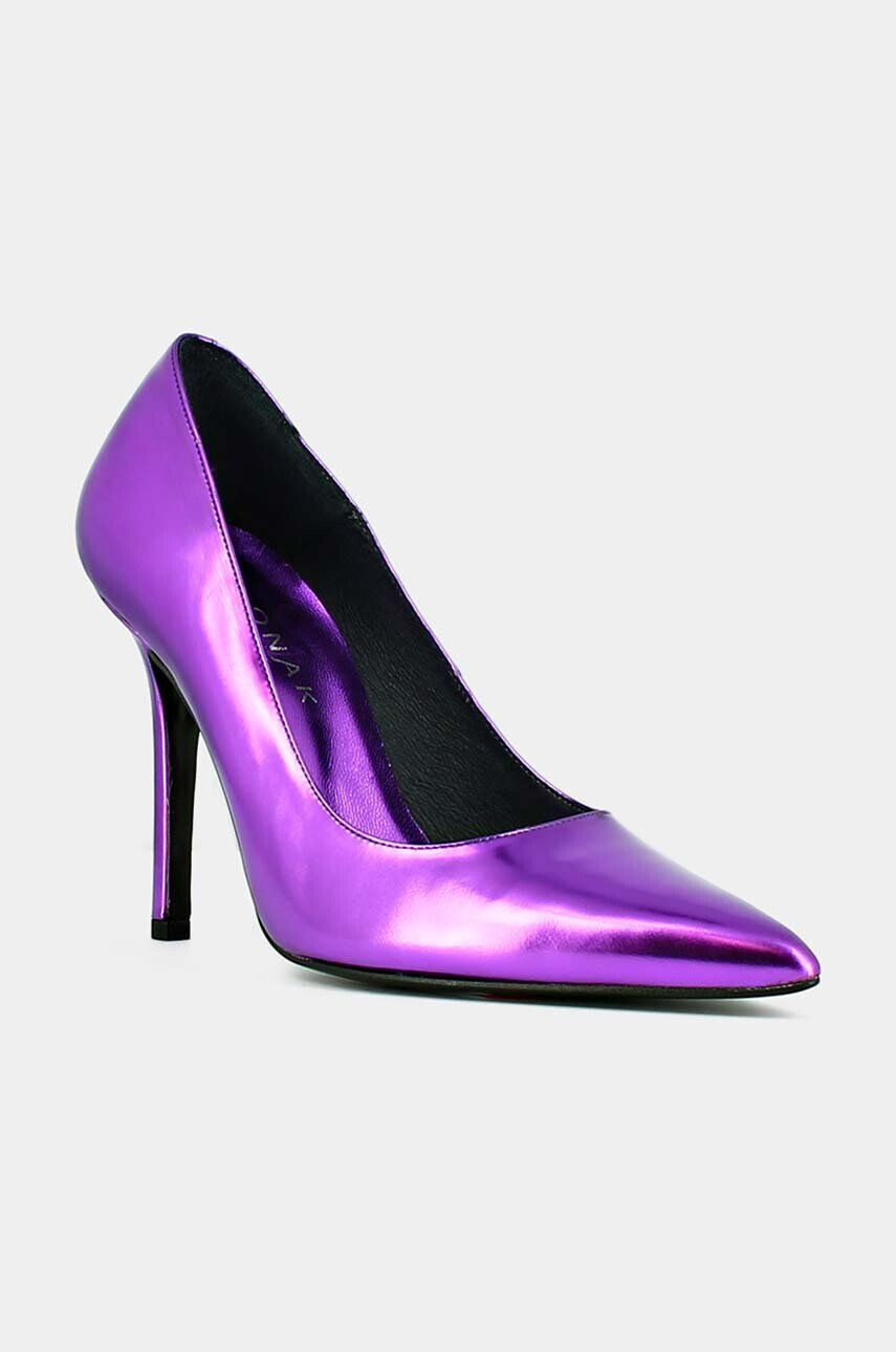 Jonak stilettos de piele DINERA CUIR METALLISE culoarea violet 3300238 - Pled.ro