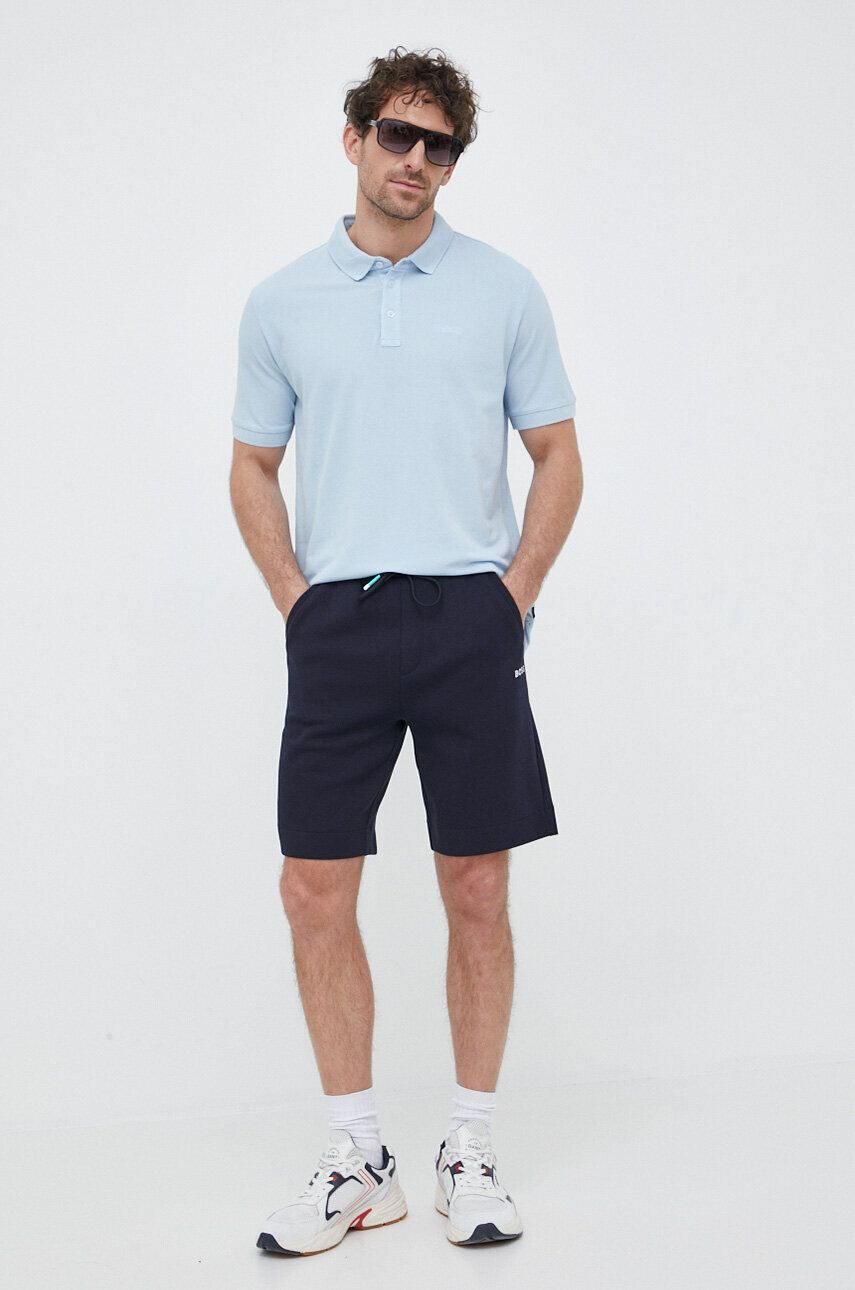 Joop! polo de bumbac culoarea turcoaz neted - Pled.ro