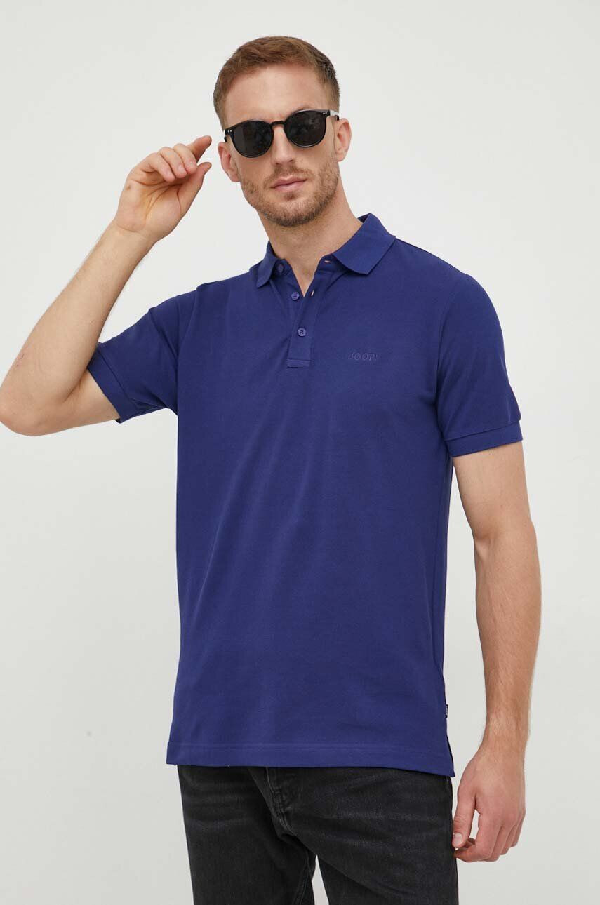 Joop! polo de bumbac culoarea albastru marin neted - Pled.ro