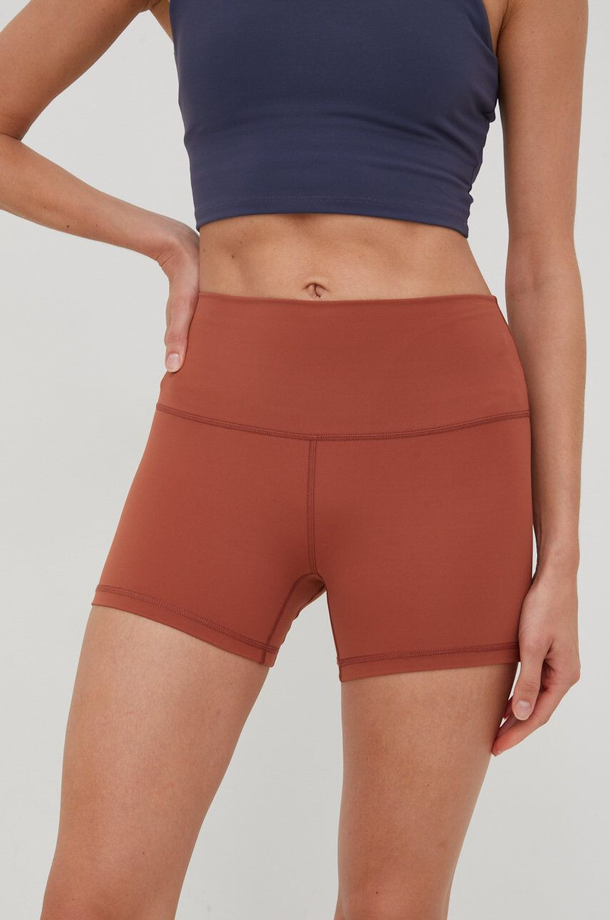 Joy in me pantaloni scurți de yoga Rise femei culoarea maro neted medium waist - Pled.ro