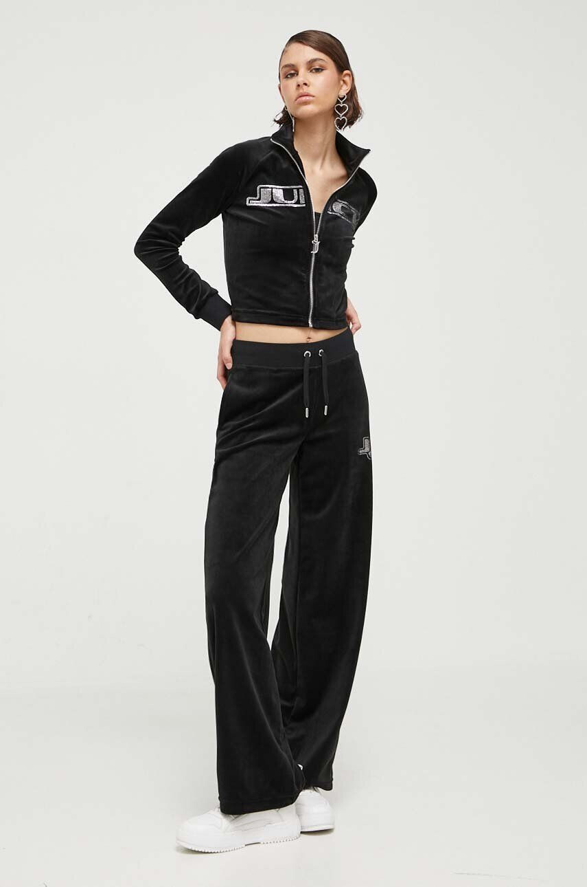 Juicy Couture pantaloni femei culoarea negru cu imprimeu - Pled.ro