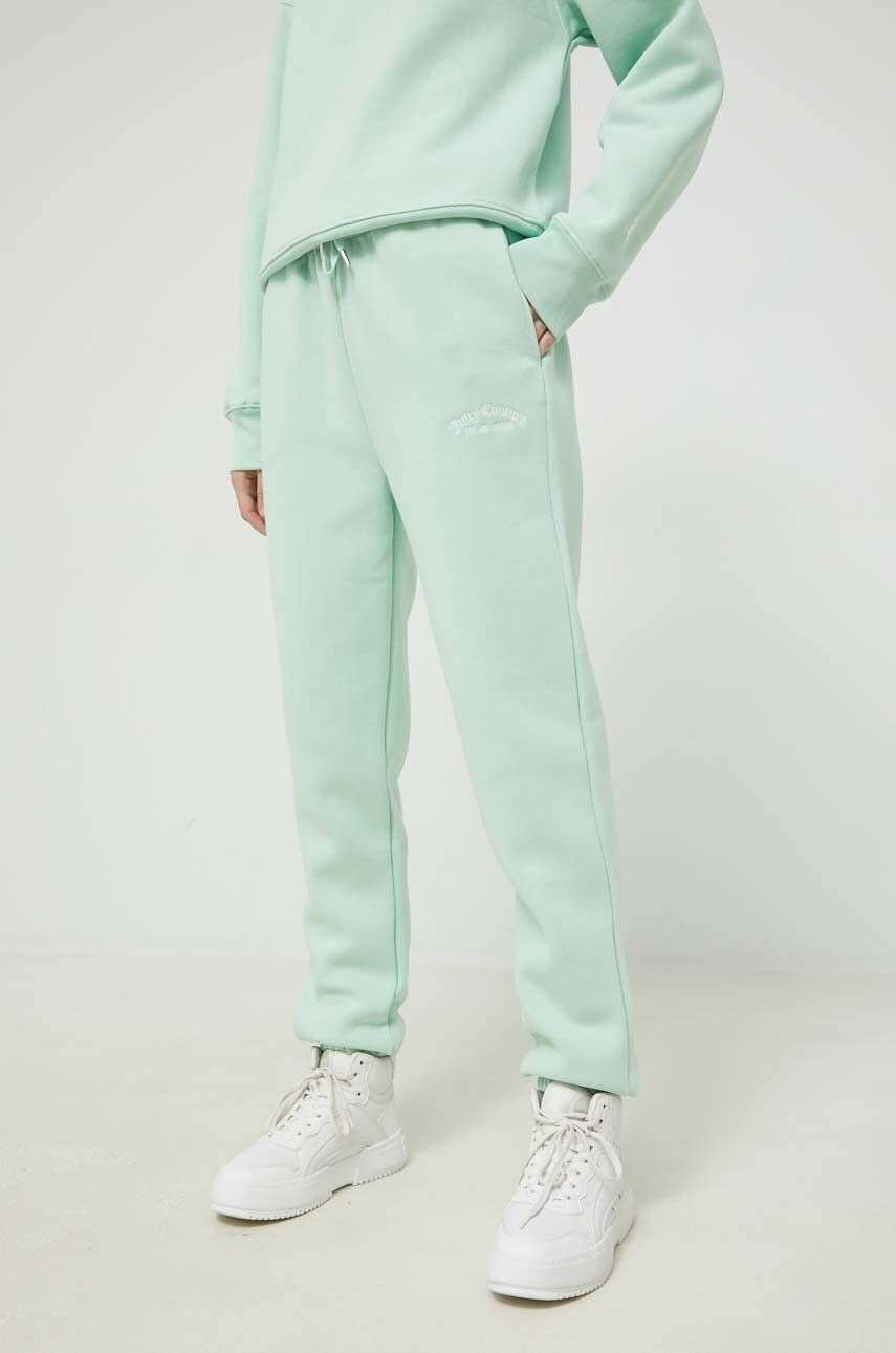 Juicy Couture pantaloni de trening femei culoarea verde cu imprimeu - Pled.ro