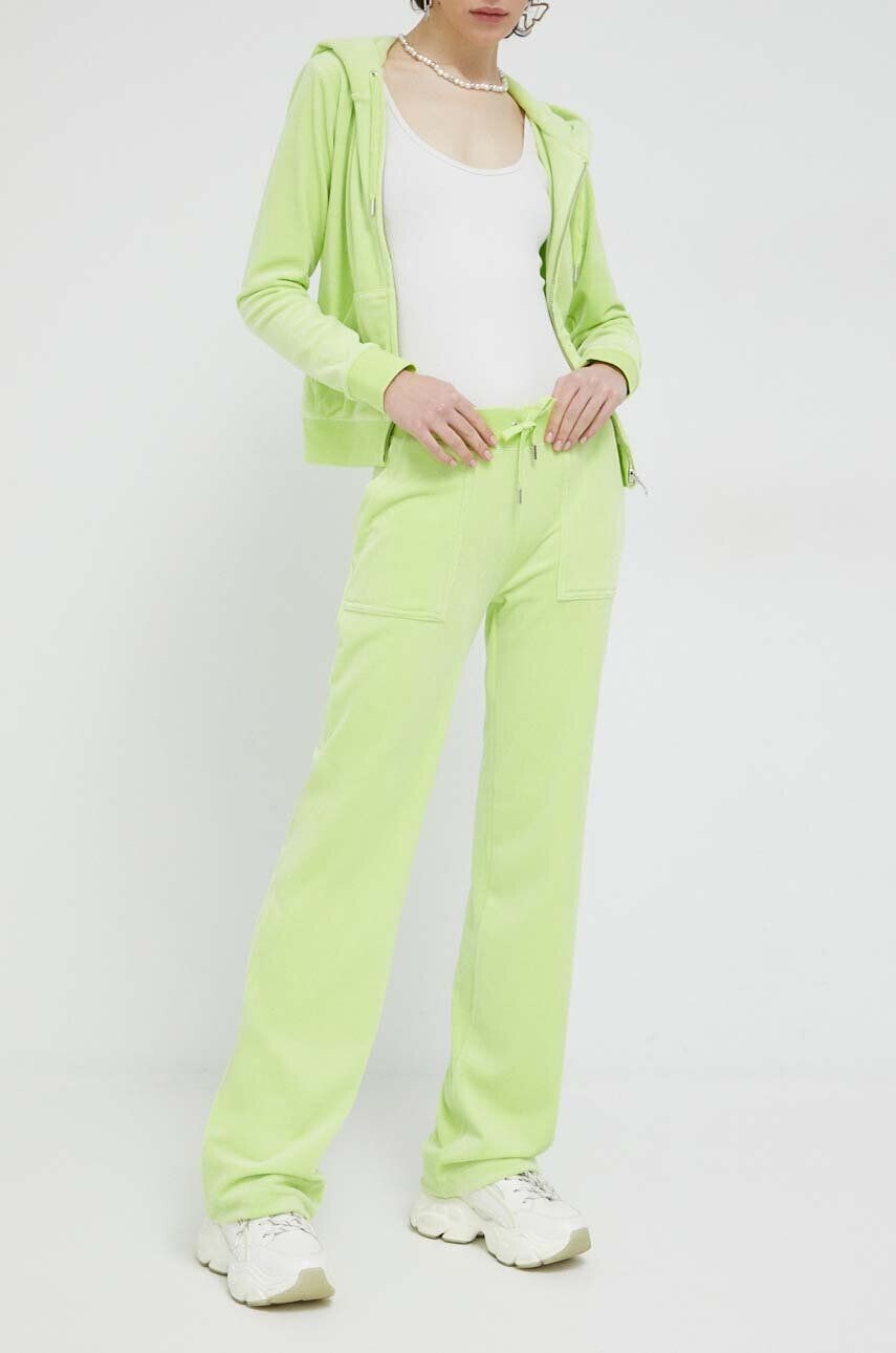 Juicy Couture pantaloni de trening culoarea verde neted - Pled.ro