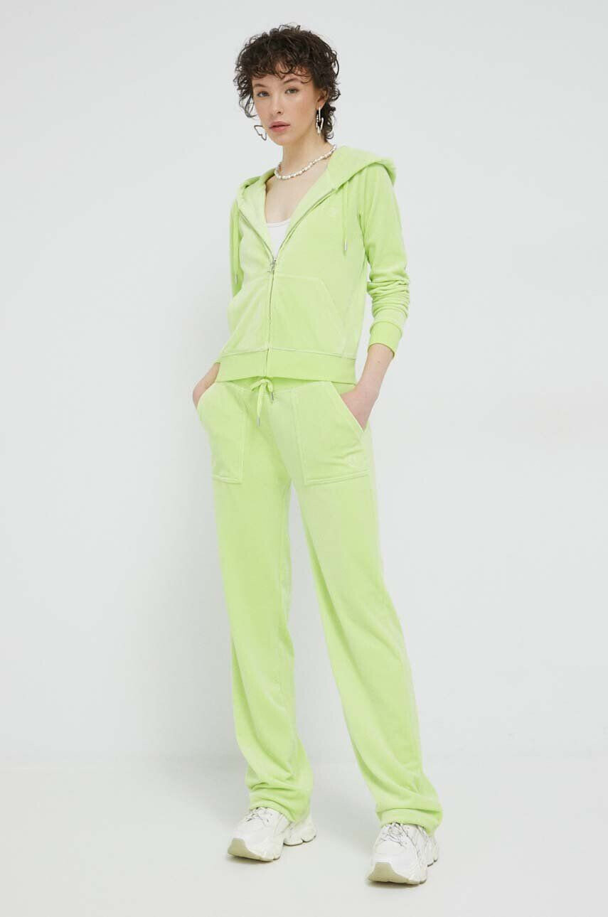 Juicy Couture pantaloni de trening culoarea verde neted - Pled.ro