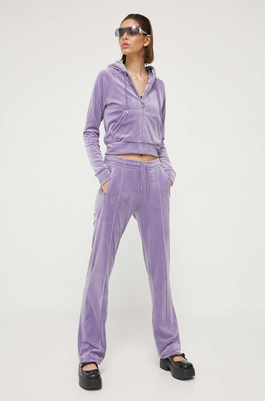 Juicy Couture pantaloni de trening Tina culoarea violet cu imprimeu - Pled.ro