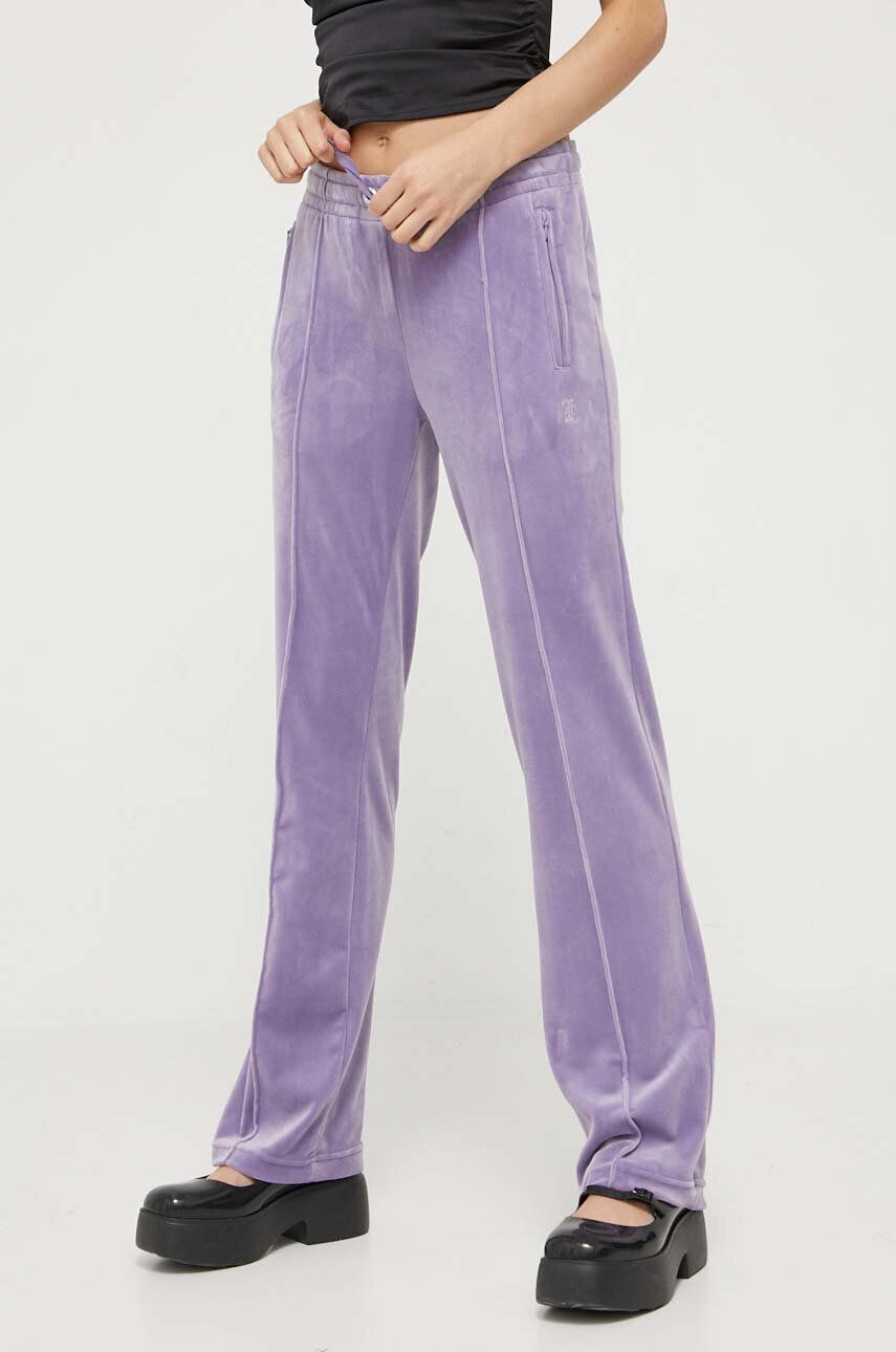 Juicy Couture pantaloni de trening Tina culoarea violet cu imprimeu - Pled.ro