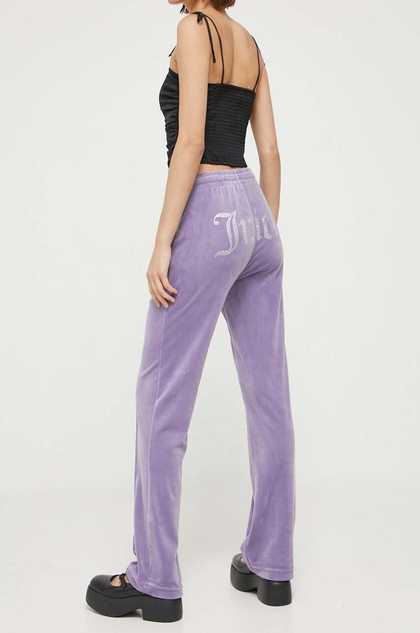 Juicy Couture pantaloni de trening Tina culoarea violet cu imprimeu - Pled.ro