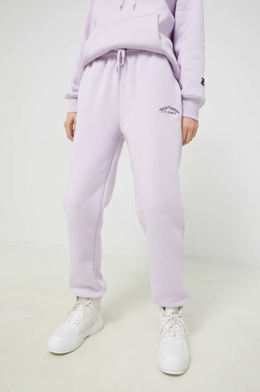 Juicy Couture pantaloni de trening Wendy femei culoarea violet cu imprimeu - Pled.ro