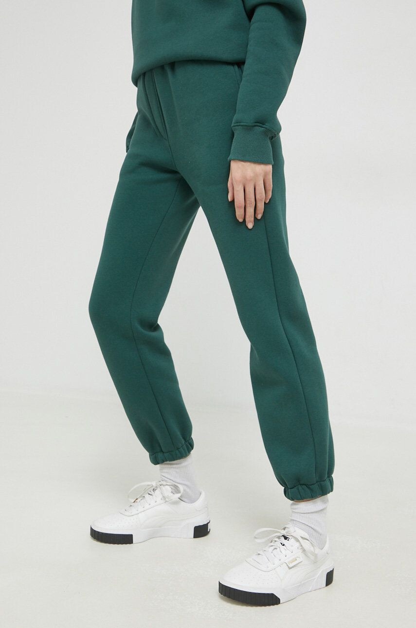 Kangol pantaloni de trening unisex culoarea verde neted - Pled.ro