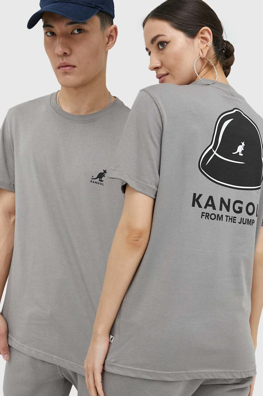 Kangol tricou din bumbac culoarea gri cu imprimeu - Pled.ro