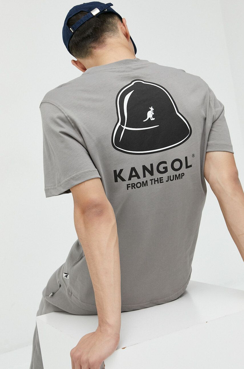 Kangol tricou din bumbac culoarea gri cu imprimeu - Pled.ro