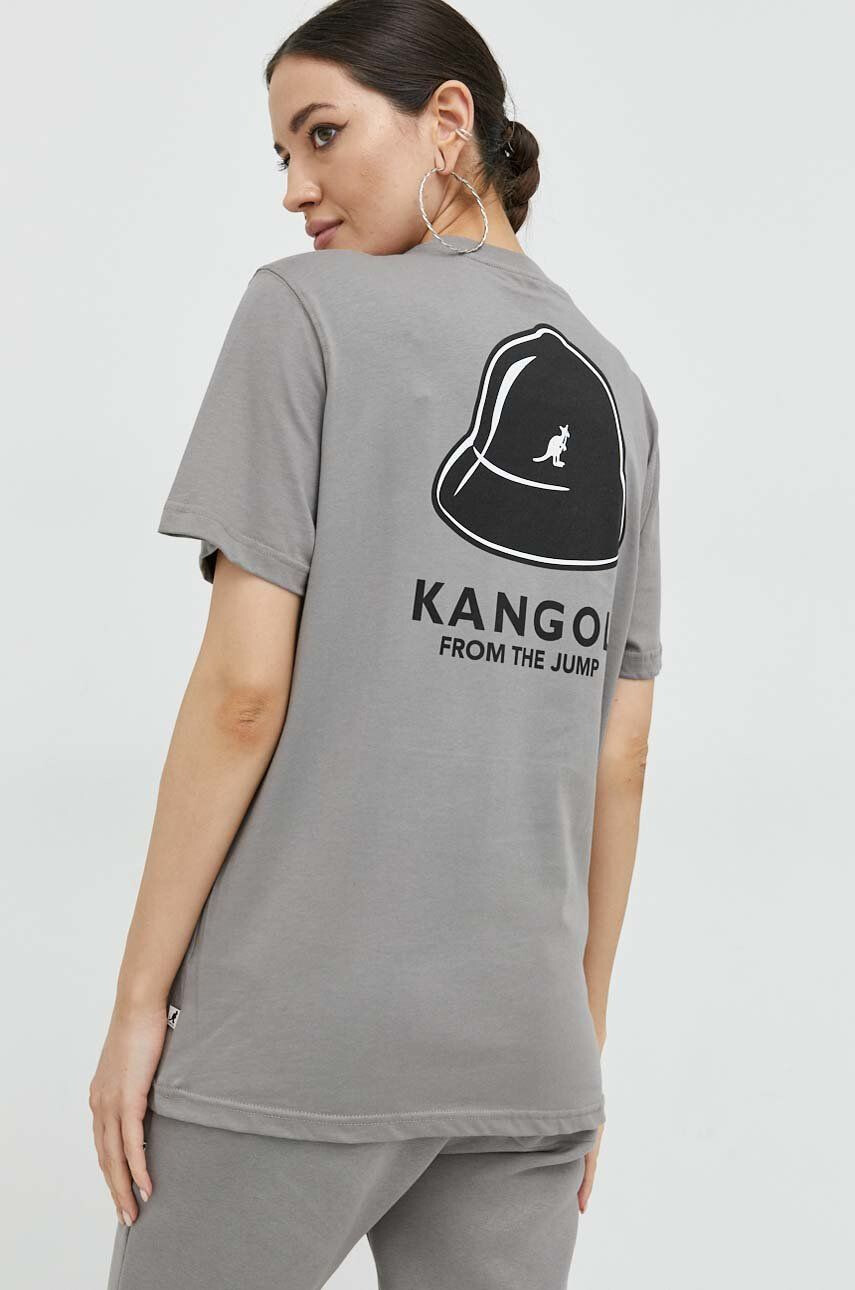 Kangol tricou din bumbac culoarea gri cu imprimeu - Pled.ro