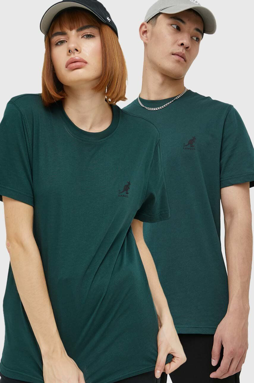 Kangol tricou din bumbac culoarea verde cu imprimeu - Pled.ro