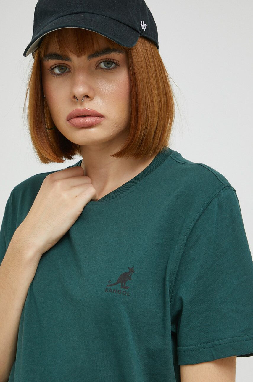 Kangol tricou din bumbac culoarea verde cu imprimeu - Pled.ro