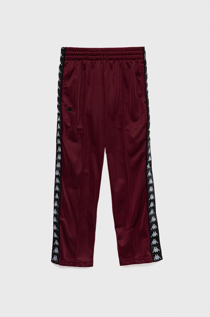 Kappa pantaloni de trening pentru copii culoarea bordo neted - Pled.ro